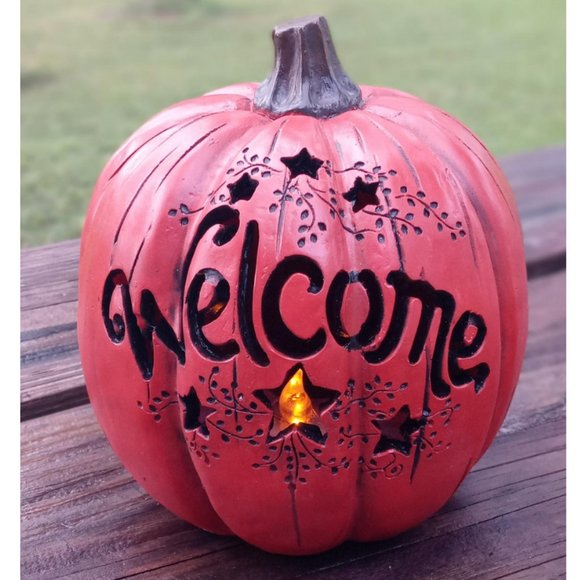 Pumpkin Fall Decor Halloween Thanksgiving Mantel Table Decoration Lighted Accent - Picture 1 of 3